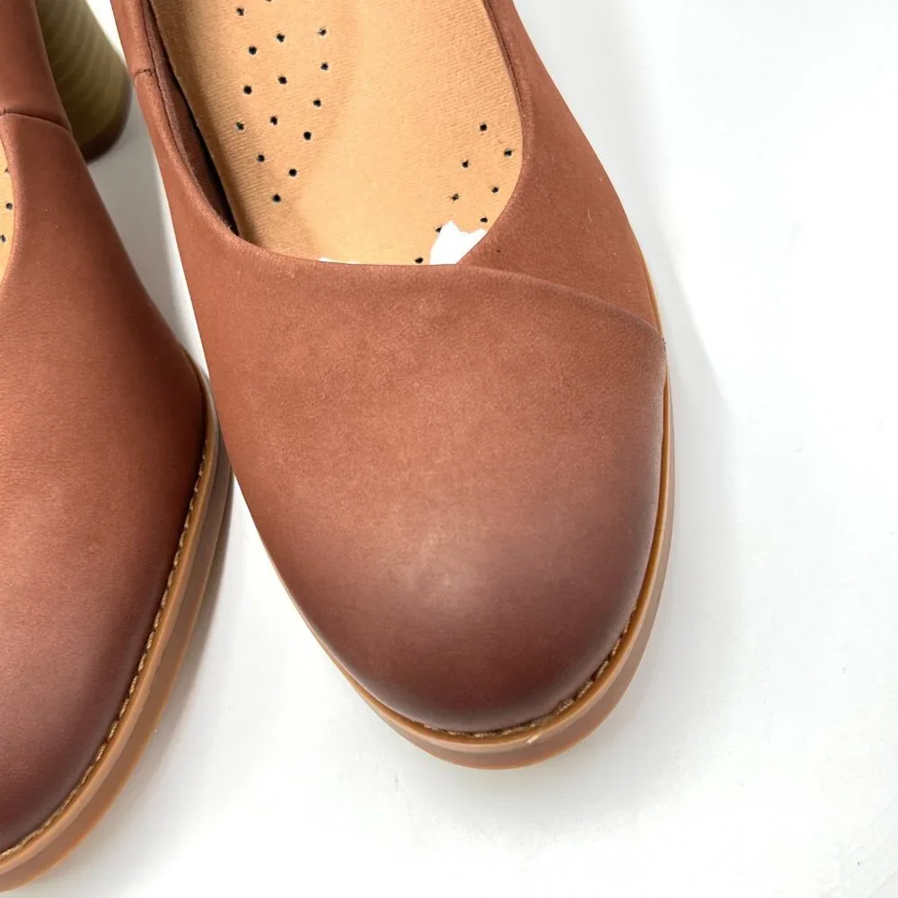 9N 9 NARROW WIDTH Softwalk Womens Sienna Brown Leather Heels‎ Pumps Shoes